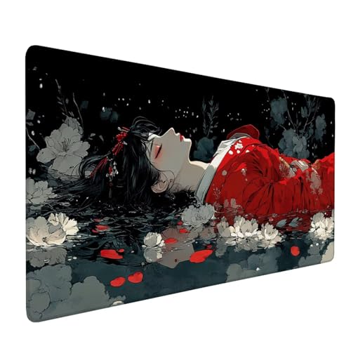 Mauspad Schwarz Mousepad Frau Große Schreibtischunterlage 900x500mm Mousepad XXL mit Fransenfreie Ränder Gaming Mauspad,Wasserdicht rutschfeste Desk Mat für Büro Heim Mouse Pad,Frauen Geschenke J1-44 von Xjaopfei