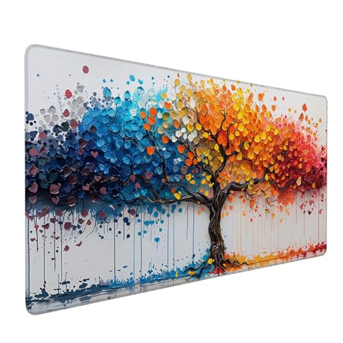 Mauspad Weiß, Mousepad Baum (1) Große Schreibtischunterlage 1200x400mm Mousepad XXL mit Fransenfreie Ränder Gaming Mauspad, Wasserdicht rutschfeste Desk Mat für Büro Heim Computer Mouse Pad J1-320 von Xjaopfei