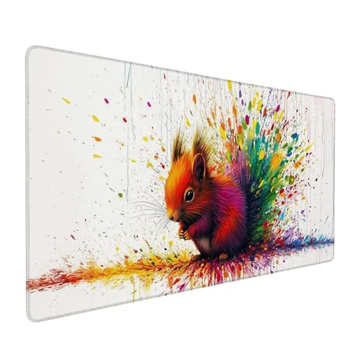 Mauspad Weiß Mousepad Eichhörnchen (1) Große Schreibtischunterlage 1500x800mm Mousepad XXL mit Fransenfreie Ränder Gaming Mauspad, Wasserdicht Desk Mat für Büro Heim Mouse Pad, Frauen Geschenke J1-618 von Xjaopfei