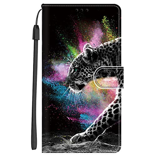 Xkladz Handyhülle für Huawei P Smart 2019 / Honor 10 Lite Hülle PU Leder Klapphülle Klappbar Schutzhülle Handytasche mit Muster Motiv Stoßfeste Brieftasche Flip Case Silikon Cover,Bunter Tiger von Xkladz