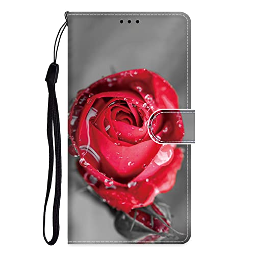 Xkladz Handyhülle für Samsung Galaxy A23 / M23 5G / M13 4G Hülle PU Leder Klapphülle Klappbar Schutzhülle Handytasche mit Muster Motiv Kartenfach Stoßfeste Brieftasche Flip Case Silikon Cover, Rose von Xkladz