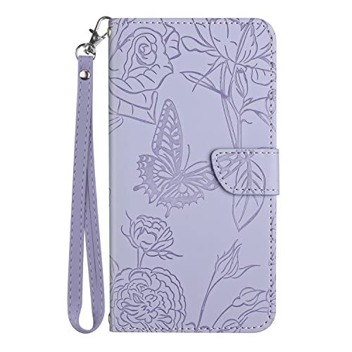 Xkladz Handyhülle für Samsung Galaxy S21 Plus 5G Hülle mit Schmetterling Muster Flip Case Cover PU Leder Handytasche Brieftasche Klapphülle Etui Wallet Schutz Hülle für Samsung Galaxy S21 Plus 5G Lila von Xkladz