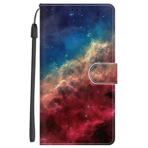 Xkladz Handyhülle für Xiaomi Redmi Note 12 4G Hülle PU Leder Klapphülle Klappbar Schutzhülle Handytasche mit Muster Motiv Kartenfach Stoßfeste Brieftasche Flip Case Silikon Cover, Bunter Sternenhimmel von Xkladz