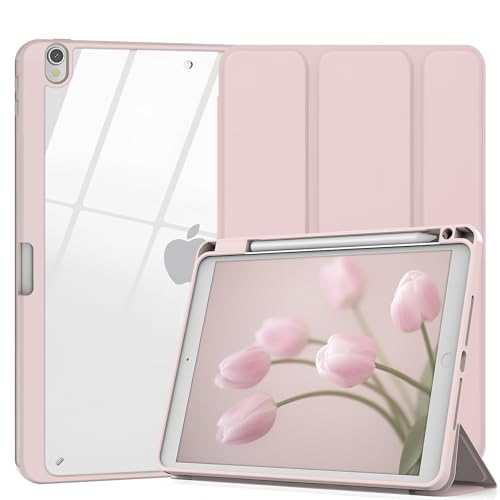 Xkladz Hülle Kompatibel mit iPad Air 3. Generation Hülle, iPad Pro 10,5 Zoll 2017 Hülle mit Stifthalter, Ständer Clear Back Cover für iPad Air 3rd Gen 10,5 Zoll 2019, Auto Sleep/Wake, Cute Pink von Xkladz