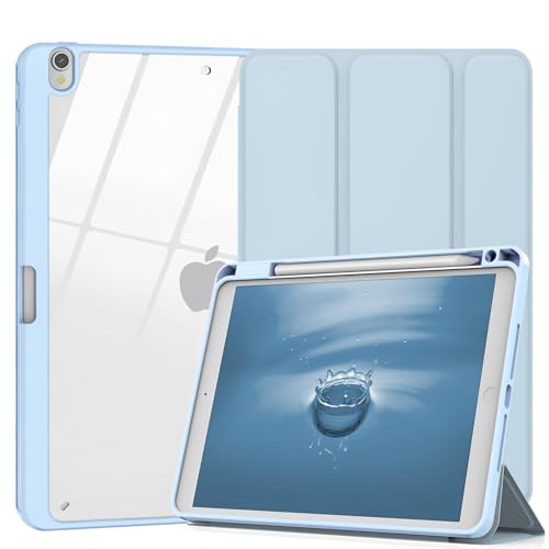 Xkladz Hülle Kompatibel mit iPad Air 3rd Generation Hülle, iPad Pro 10,5 Zoll 2017 Hülle mit Stifthalter, Ständer Clear Back Cover für iPad Air 3rd Gen 10,5 Zoll 2019, Auto Sleep/Wake, Hellblau von Xkladz