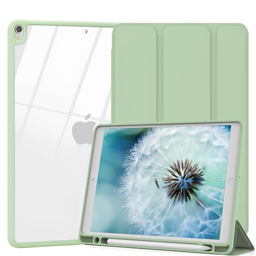 Xkladz Hülle Kompatibel mit iPad Air 3rd Generation Hülle, iPad Pro 10,5 Zoll 2017 Hülle mit Stifthalter, Ständer Clear Back Cover für iPad Air 3rd Gen 10,5 Zoll 2019, Auto Sleep/Wake, Hellgrün von Xkladz