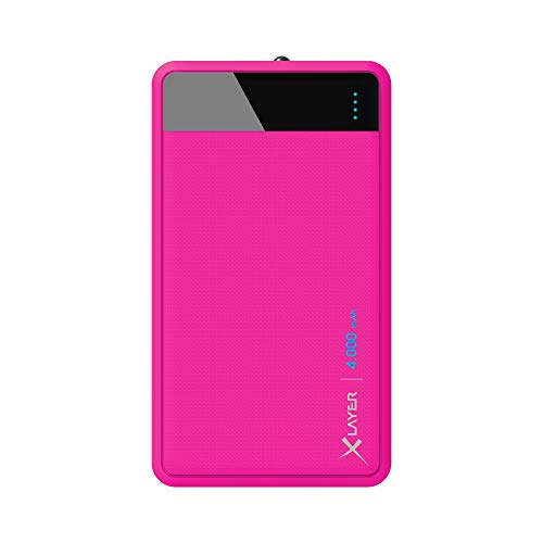XLayer Colour Line Powerbank 4.000mAh, Externer Akku für Smartphone und Tablet, Powerbank klein, in bunten Farben, Pink von Xlayer