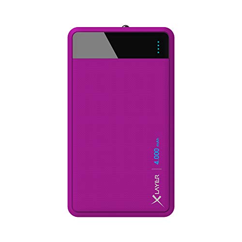 XLayer Colour Line Powerbank 4.000mAh, Externer Akku tragbarer Zusatzakku schnelles Aufladen für Smartphone und Tablet, Powerbank klein, in bunten Farben, Lila von Xlayer