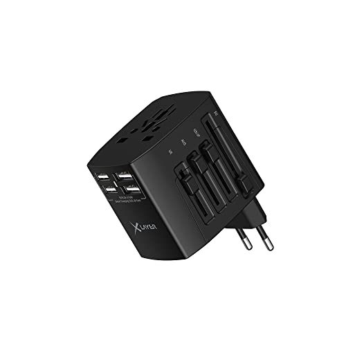 XLayer Internationaler Reiseadapter/Reisestecker weltweit, universal, USA, UK/England, Australien, Steckdosenadapter, für über 220 Länder, Black von Xlayer