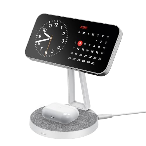 XLayer MagFix Pro 2-in-1 Ladestation Apple Wireless Charger I Standby I Magsafe Kompatibel I Magnetisch I Ladegerät I kabelloses schnelles Laden von iPhone 16 15/14/13/12/11 Pro Max Plus, AirPods von Xlayer