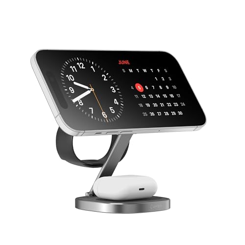 XLayer MagFix Pro 3 in 1 Ladestation Apple Wireless Charger | Klappbar | Standby | Magsafe Kompatibel | Magnetisch | Induktive kabellos | Ladegerät iPhone 16 15 Pro,14/13/12 Watch 5/6/7/8/9/SE/Ultra von Xlayer