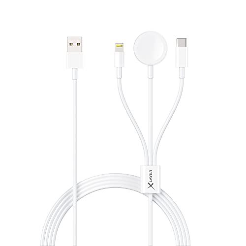 Xlayer 3-in-1 Multifunktions-Kabel mit Lightning/Wireless/USB-C 1.5 m Weiss von Xlayer