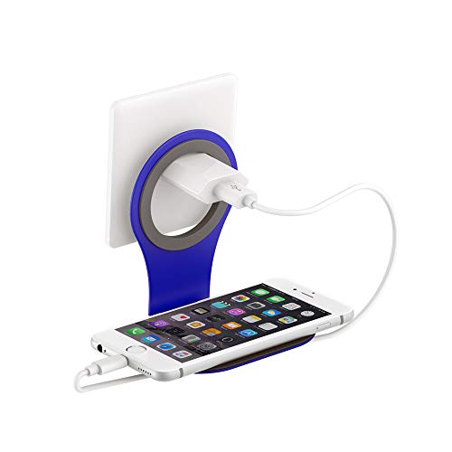Xlayer Colour Line Steckdosenhalterung für Smartphone, Handy Halterung für alle gängigen Ladekabel, Blau von Xlayer