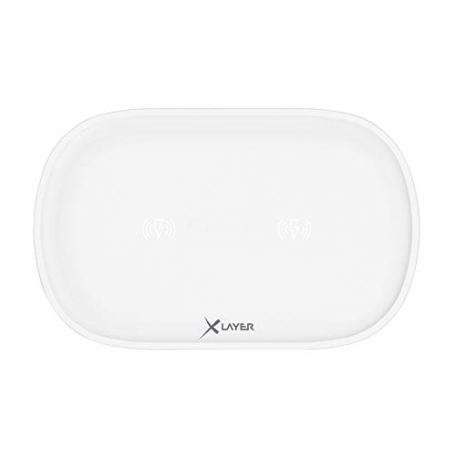 Xlayer Ladepad | Doppel Induktionsladegerät mit 2 Ladepositionen | Wireless Charger | Automatischer Ladevorgang | Kabellose Ladestation für iPhone 15 Pro Max und Alle Induktive Smartphones | Weiß von Xlayer