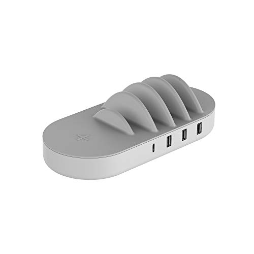 XLayer Family Charger Ladestation I 4 Port USB C Ladegerät mit Wireless Ladefläche I Schnellladegerät inkl. 4 Ladekabel I für iPhone 16 15 14,13,12,11 Pro Max Plus Samsung Galaxy Handy von Xlayer