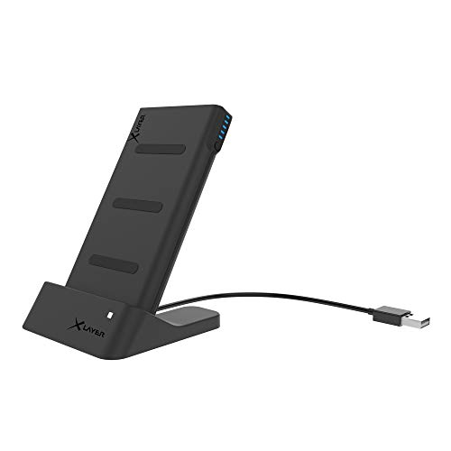 Xlayer Powerbank Wireless Charger with Dock 6.000mAh | 2-in-1 Induktions Ladegerät Docking Station | Qi Ladestation mit externem Akku für induktionsfähige Geräte und Smartphones | Anthrazit von Xlayer