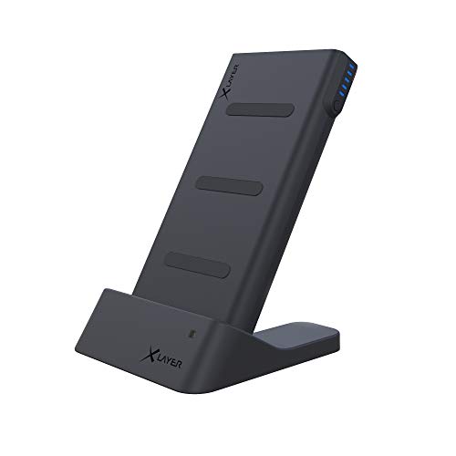 Xlayer Powerbank Wireless Charger with Dock 6.000mAh | 2-in-1 Induktions Ladegerät Docking Station | Qi Ladestation mit externem Akku für induktionsfähige Geräte und Smartphones | Anthrazit von Xlayer