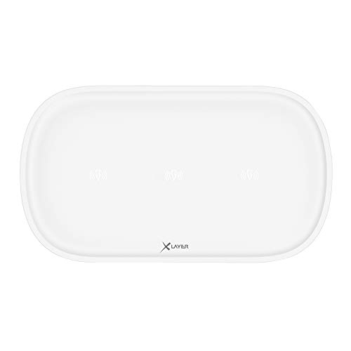 Xlayer Wireless Ladepad 3-1 Family Charger Triple | Ladestation mehrere Geräte | Smartphones und Tablets | Qi Ladestation für iPhone 15, AirPod Pro, iWatch und mehr | Kabellos | Weiß von Xlayer