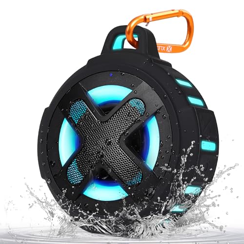 Verbesserter, tragbarer Bluetooth-Lautsprecher, zertifiziert nach IP67, wasserdicht, 10 W starker Bass, 24 Stunden Spielzeit, kleiner kabelloser schwebender Lautsprecher mit Lichtern, Clip, für Dusche Verbesserter, tragbarer Bluetooth-Lautsprecher, zertifiziert nach IP67, wasserdicht, 10 W starker Bass, 24 Stunden Spielzeit, kleiner kabelloser schwebender Lautsprecher mit Lichtern, Clip, für Dusche von Xleader
