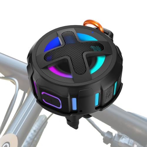 Verbesserter Pro Bike Lautsprecher mit Lenkerhalterung, Bluetooth V5.4, IPX7 wasserdicht, Silikonhülle, Broadcast-Navigation, 10 W DSP Bassup, 15-24 Stunden Spielzeit, Haken, für eBike, Fahrrad von Xleader
