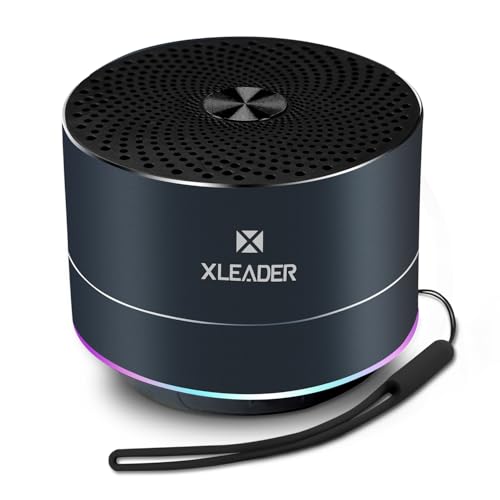 Xleader Bluetooth Lautsprecher Klein Musikbox mit Lichteffekten, IP67 Wasserdicht Dusche Lautsprecher, Tragbarer Mini Bluetooth Lautsprecher mit Lanyard Geeignet Geschenke für Mädchen Jungen(Schwarz) von Xleader