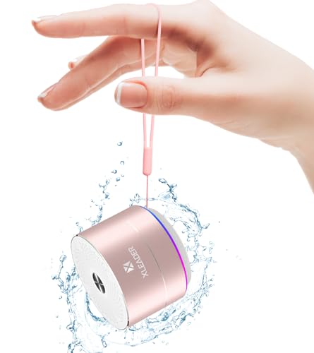 Xleader Bluetooth Lautsprecher Klein Musikbox mit Lichteffekten, IP67 Wasserdicht Dusche Lautsprecher, Tragbarer Mini Bluetooth Lautsprecher mit Lanyard Geeignet Geschenke für Mädchen Jungen(Rosa) von Xleader