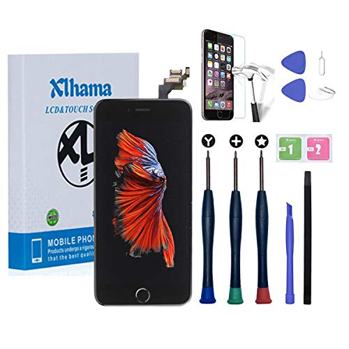 Xlhama Ersatzbildschirm Touchscreen LCD Display für iPhone 6 Plus Schwarz 5,5'' mit Reparaturwerkzeug, Frontkamera, Proxidationssensor, Lautsprecher, Folie aus Hartglas Xlhama Ersatzbildschirm Touchscreen LCD Display für iPhone 6 Plus Schwarz 5,5'' mit Reparaturwerkzeug, Frontkamera, Proxidationssensor, Lautsprecher, Folie aus Hartglas von Xlhama