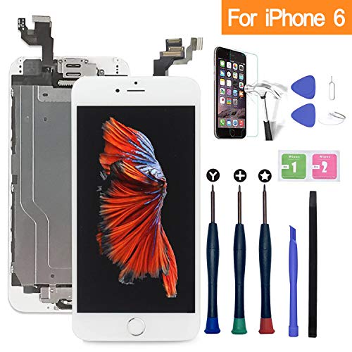 Xlhama Touchscreen LCD Display für iPhone 6 weiß mit Home-Button, Frontkamera, Proxidationssensor, Lautsprecher, Werkzeuge und Folie aus Hartglas Xlhama Touchscreen LCD Display für iPhone 6 weiß mit Home-Button, Frontkamera, Proxidationssensor, Lautsprecher, Werkzeuge und Folie aus Hartglas von Xlhama