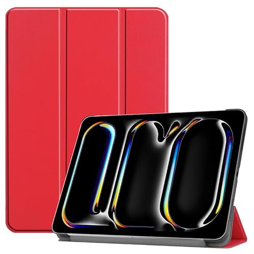 Schutzhülle für iPad Pro 13 Zoll 2024 Tablet mit Stifthalter, Auto Wake/Sleep, Ultra Slim Lightweight Shockproof Trifold Stand Folio Back Shell, Rot von Xliamcp