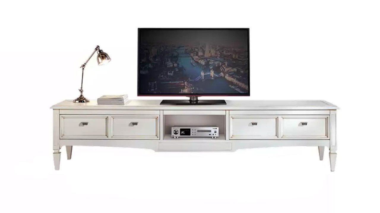 Xlmoebel TV-Ständer Luxuriöses Holz-Sideboard im weißen Stil für Wohnzimmer-TV-Geräte, (1-tlg., TV-Ständer, Hergestellt in Europa) von Xlmoebel