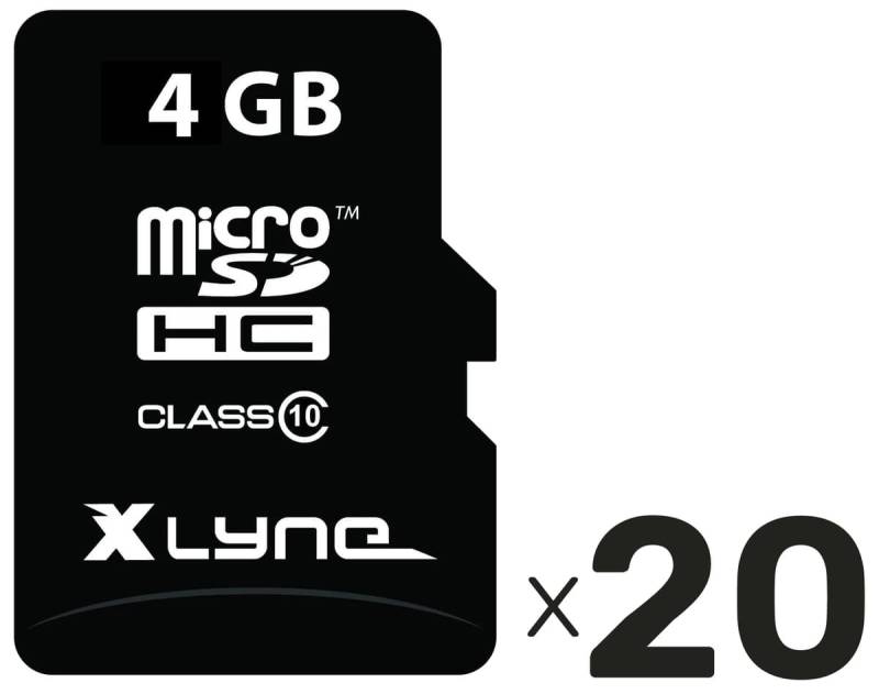 XLYNE MicroSD-Card 4GB Bulk Class 10 +SD-Adapter 20er Pack von Xlyne