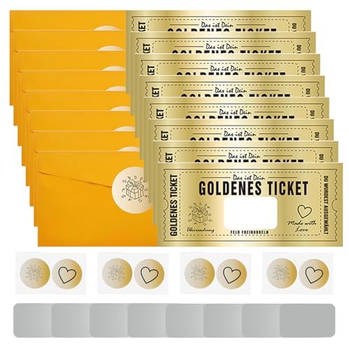 Xmart Goldenes Ticket 8 Stück Gutschein Zum Selber Ausfüllen Golden Ticket set Rubbellose Selber Machen überraschungsgeschenkgutscheine fur Familie und Freunde Zum Jubiläum Kinogutschein Xmart Goldenes Ticket 8 Stück Gutschein Zum Selber Ausfüllen Golden Ticket set Rubbellose Selber Machen überraschungsgeschenkgutscheine fur Familie und Freunde Zum Jubiläum Kinogutschein von Xmart