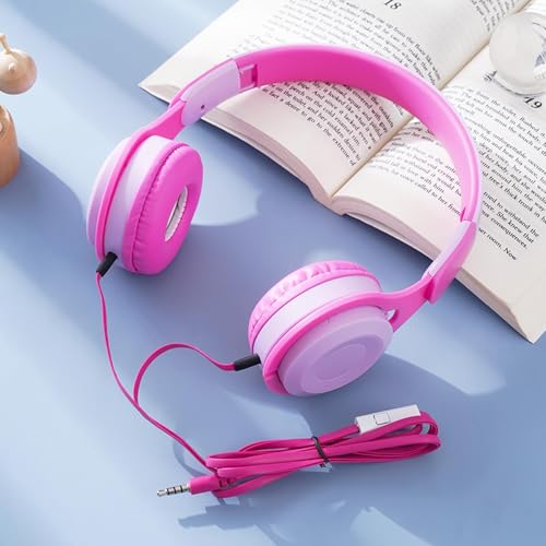 Kinder Kopfhörer mit Kabel Over Ear Kinderkopfhörer Wired Earphones Headphones für Kinder über Ohr verstellbares Stirnband faltbarer einstellbar Kopfhörer mit Lautstärkebegrenzung für Schule Reise PC von Xmenha