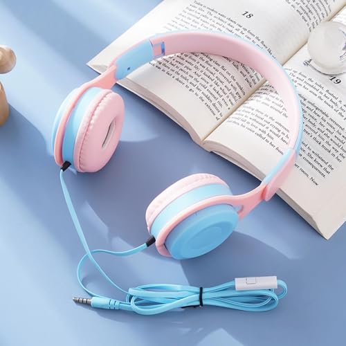 Kinder Kopfhörer mit Kabel Over Ear Kinderkopfhörer Wired Earphones Headphones für Kinder über Ohr verstellbares Stirnband faltbarer einstellbar Kopfhörer mit Lautstärkebegrenzung für Schule Reise PC von Xmenha