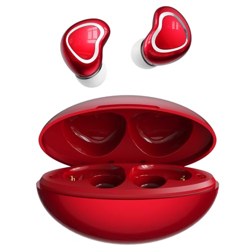 Kleine Mini-Ohrhörer in Herzform, blaue Zahn-Ohrstöpsel für kleine Ohrkanäle, Damen, Kinder, Mädchen, rot, niedlich, klein, unsichtbar, versteckte Kinder-Ohrhörer, kabellose Bluetooth-Kopfhörer für Kleine Mini-Ohrhörer in Herzform, blaue Zahn-Ohrstöpsel für kleine Ohrkanäle, Damen, Kinder, Mädchen, rot, niedlich, klein, unsichtbar, versteckte Kinder-Ohrhörer, kabellose Bluetooth-Kopfhörer für von Xmenha