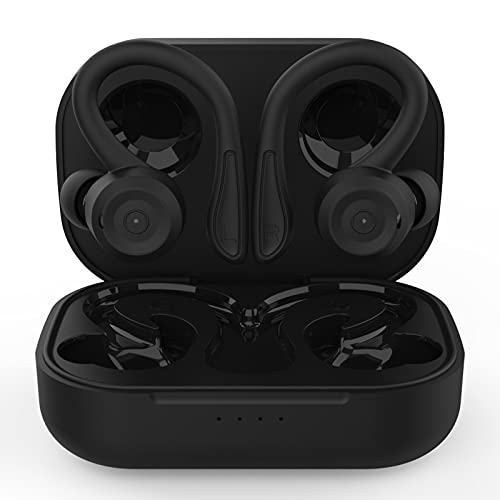 Kopfhörer Bluetooth Kabellos in Ear Sportkopfhörer Wasserdicht Schweißfest Wireless Sport Ohrhörer Geräuschunterdrückung mit Ohrhaken Mic für Training Sports Joggen Radfahren iPhone Android Schwarz von Xmenha