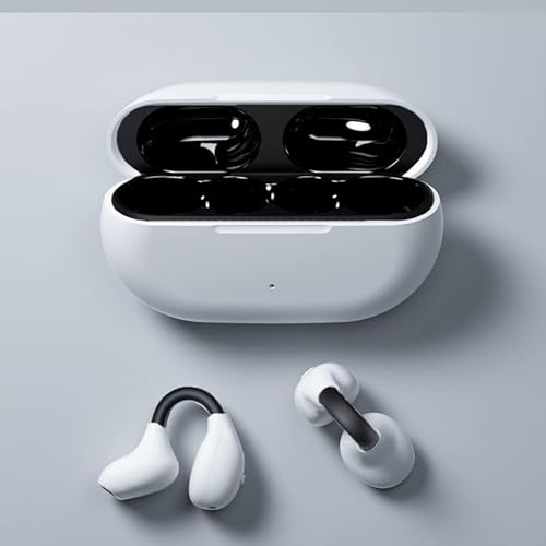 Xmenha Open Ear Kopfhörer Sport Luftleitung Knochenschall Bluetooth drahtlose Ohrhörer Knochenleitungskopfhörer-Bluetooth kabellose Headphones für Joggen Laufen Radfahren Gym, weiß-schwarz von Xmenha