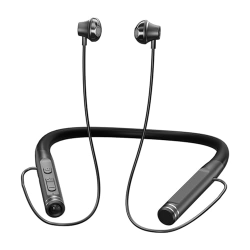 Sportkopfhörer Bluetooth Kabellos in Ear mit Nackenbügel Wasserdicht Kopfhörer mit Mikrofon Noise Cancelling Headphones Headset Taschenlampe Ohrhörer mit Kabel Wireless Earbuds für Laufen Joggen Sport von Xmenha