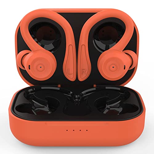 Sportkopfhörer Bluetooth in Ear Kopfhörer Kabellos Wasserdicht Schweißfest Wireless Sport Ohrhörer Geräuschunterdrückung mit Ohrhaken Mikrofon für Training Sports Joggen Radfahren iOS Android Orange von Xmenha