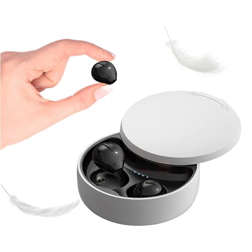 Unsichtbare Bluetooth-Ohrhörer kleinste Ohrhörer Mini-Kabellose Ohrhörer diskrete Bluetooth-Ohrhörer winzige versteckte kleine Ohrhörer Kopfhörer Schlaf echte kabellose Kopfhörer mit Ladehülle von Xmenha