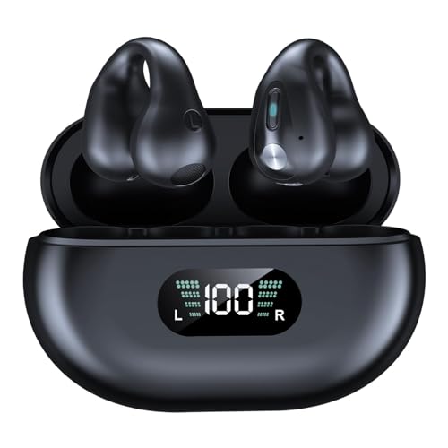 Wireless Ear Clip Air Bone Conduction Headphones Open Ear Kopfhörer kabellos Bluetooth Mini Luftleitung Knochenschall Sportkopfhörer mit Mic wasserdicht Wireless Knochenkopfhörer Sport Laufen Gym von Xmenha