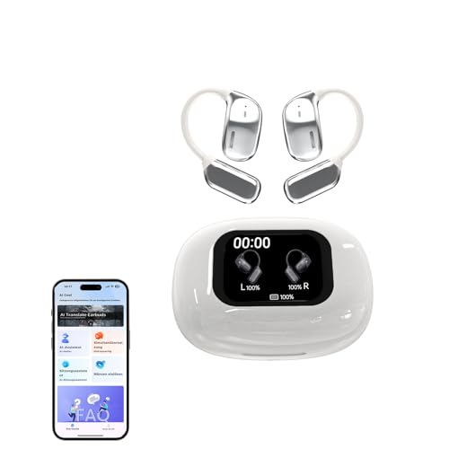 Xmenha AI Translation Earbuds mit Touchscreen Open Ear Übersetzer Kopfhörer kabellos Bluetooth Sport mit Bildschirm Echtzeit Übersetzer Kopfhörer Übersetzung Air Bone Conduction Wireless Headphones von Xmenha