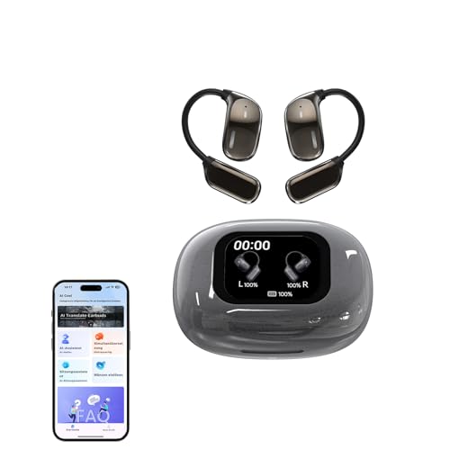 Xmenha AI Translation Earbuds mit Touchscreen Open Ear Übersetzer Kopfhörer kabellos Bluetooth Sport mit Bildschirm Echtzeit Übersetzer Kopfhörer Übersetzung Air Bone Conduction Wireless Headphones von Xmenha
