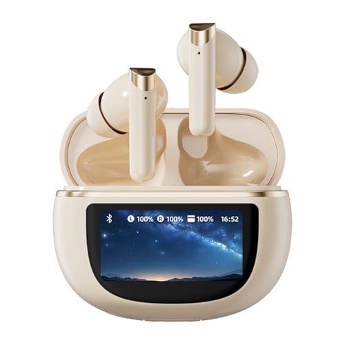 Xmenha Offene In-Ear-Kopfhörer, Bluetooth 5.4, HiFi-Stereo, kabellos, mit 4 Mikrofonen, LED-Anzeige, multifunktional, IPX5 wasserdicht, kabellose Bluetooth-Kopfhörer von Xmenha