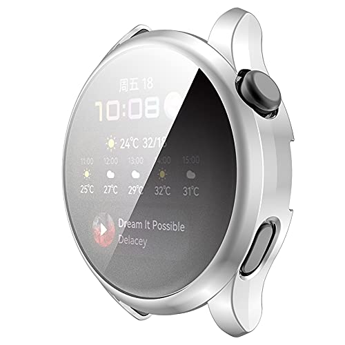 Schutzhülle Full Cover Case für Huawei Watch 3 46mm / Watch 3 Pro 48mm Screen Protector (Huawei Watch 3 (46mm), Silber) von XoTek