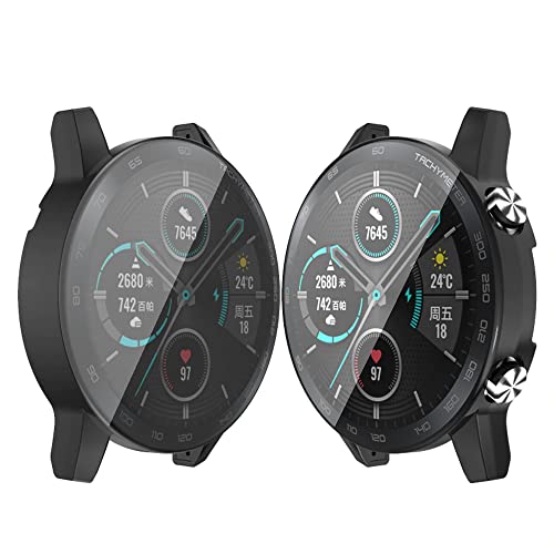 XoTek Schutzhülle Full Cover Case für Honor MagicWatch 2 46mm Hülle mit integriertem Displayschutz Screen Protector (Black) von XoTek