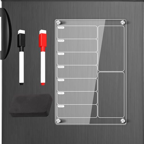 XoeLLe Acryl Wochenplaner, 20 x 30 cm Trocken Abwischbare Whiteboard Fridge Familienplaner, Whiteboard Acrylic Transparent für Den Kühlschrank, White Erase Board con 2 Marker & Radierer XoeLLe Acryl Wochenplaner, 20 x 30 cm Trocken Abwischbare Whiteboard Fridge Familienplaner, Whiteboard Acrylic Transparent für Den Kühlschrank, White Erase Board con 2 Marker & Radierer von XoeLLe