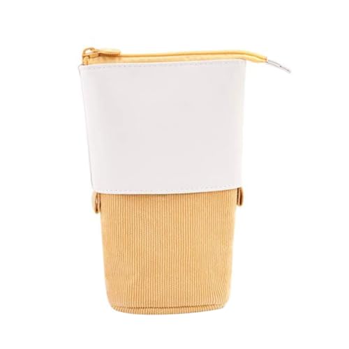 Bleistift Teleskophalter Teleskop Stationerie Hülle PU Stand-up-Transformer-Tasche Multifunktional Popup Make-up-Tasche Gelbgelb von Xoeryoy