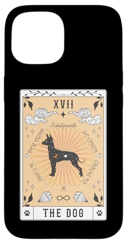 Tarotkarte Der Hund Xoloitzcuintli Himmlische Hülle für iPhone 15 von Xoloitzcuintli Tarot Dogs Celestial Retro