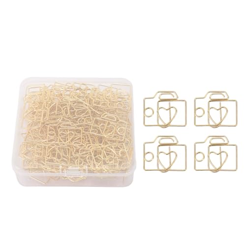XOLSURG Camera -förmige Eisenpapierclip süßer Lesezeichen Planer Clip mit Aufbewahrungsbox (Gold) von Xolsurg
